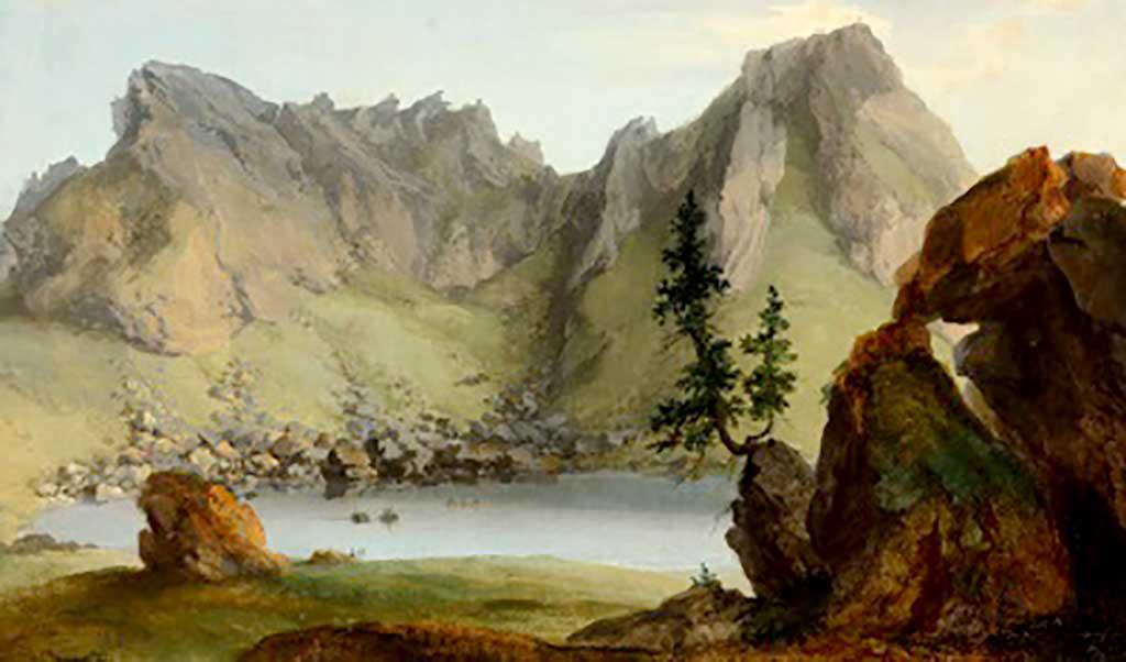 新的集合. 这幅画，卡斯帕·沃尔夫从西伯格湖眺望蒙蒂加姆. 这是巴雷特收藏的一部分.