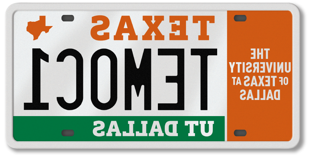 购买德州大学达拉斯专业车牌. 这个盘子可以让你在支持学生奖学金的同时，亲自品牌你的Comet连接.